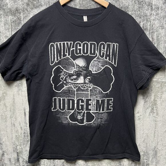 Vintage Only God Can Judge Me Tupac Street Wear Black T Shirt Large - Picture 1 of 6